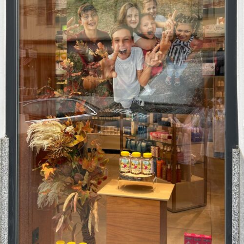 Herbstschaufenster für eine Apotheke umgesetzt von ART DEKO